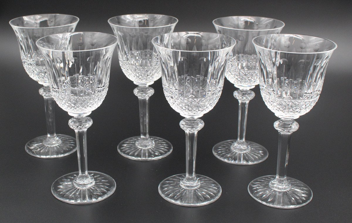 6 Verres A Eau En Cristal De Saint Louis Modele Tommy H = 18 Cm