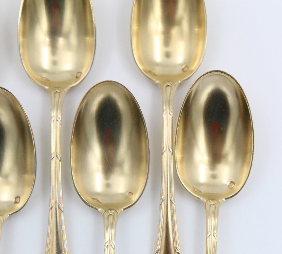 Orf Debain 12 Silver-gilt Coffee Spoons With Minerva Silver Hallmark And Rocaille Decor-photo-1