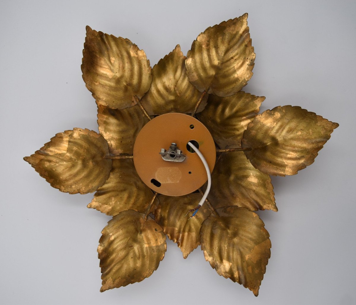 Pair Of Ceiling Or Wall Lights Masca Italy Flower Leaf Motif 60s-photo-8