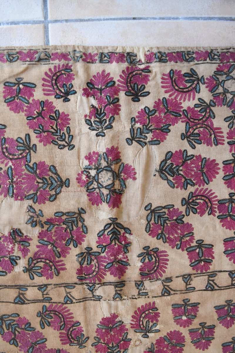 Document: Old Afghan Silk Embroidery Hanging Afghanistan Or India Gujarat-photo-3