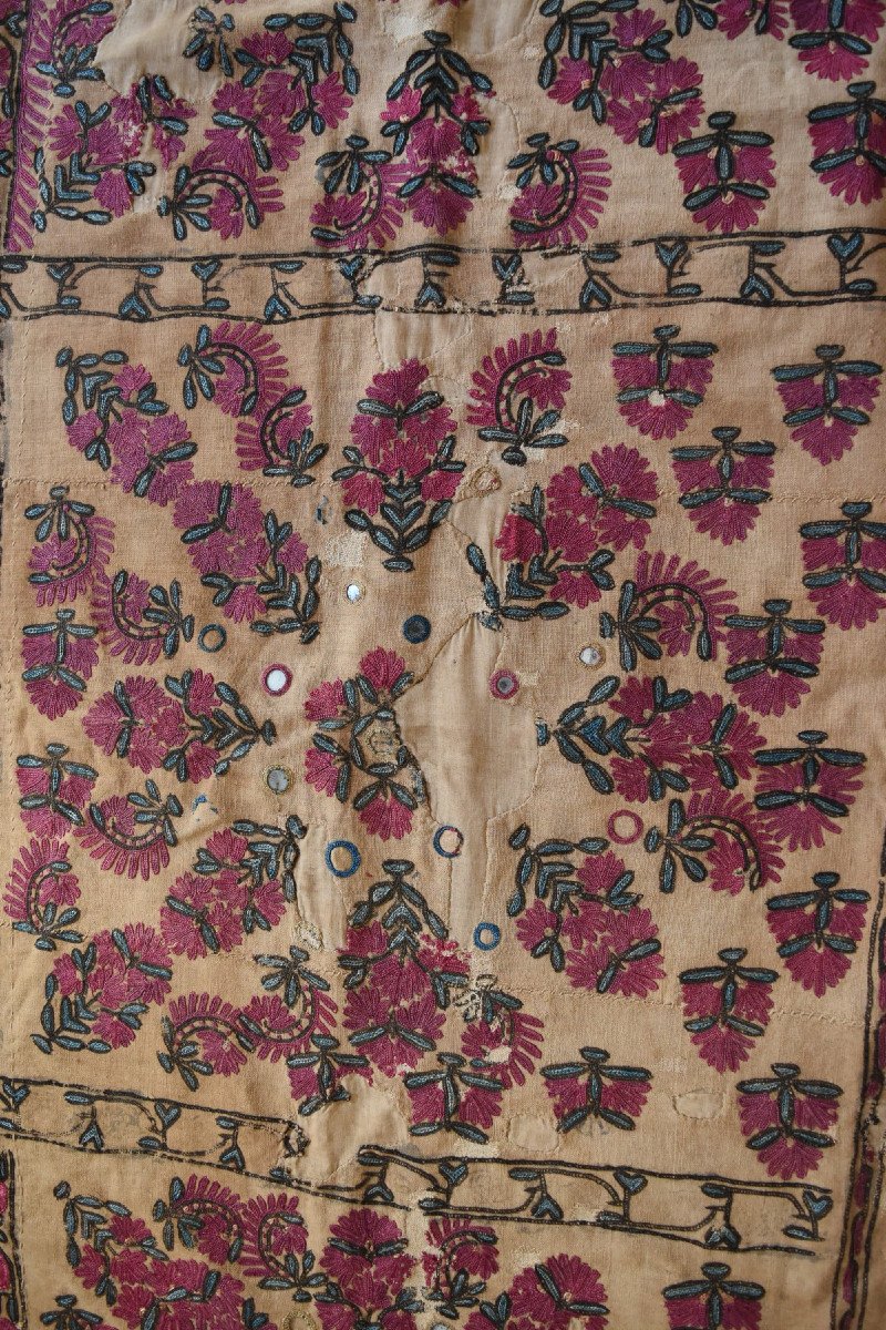 Document: Old Afghan Silk Embroidery Hanging Afghanistan Or India Gujarat-photo-4