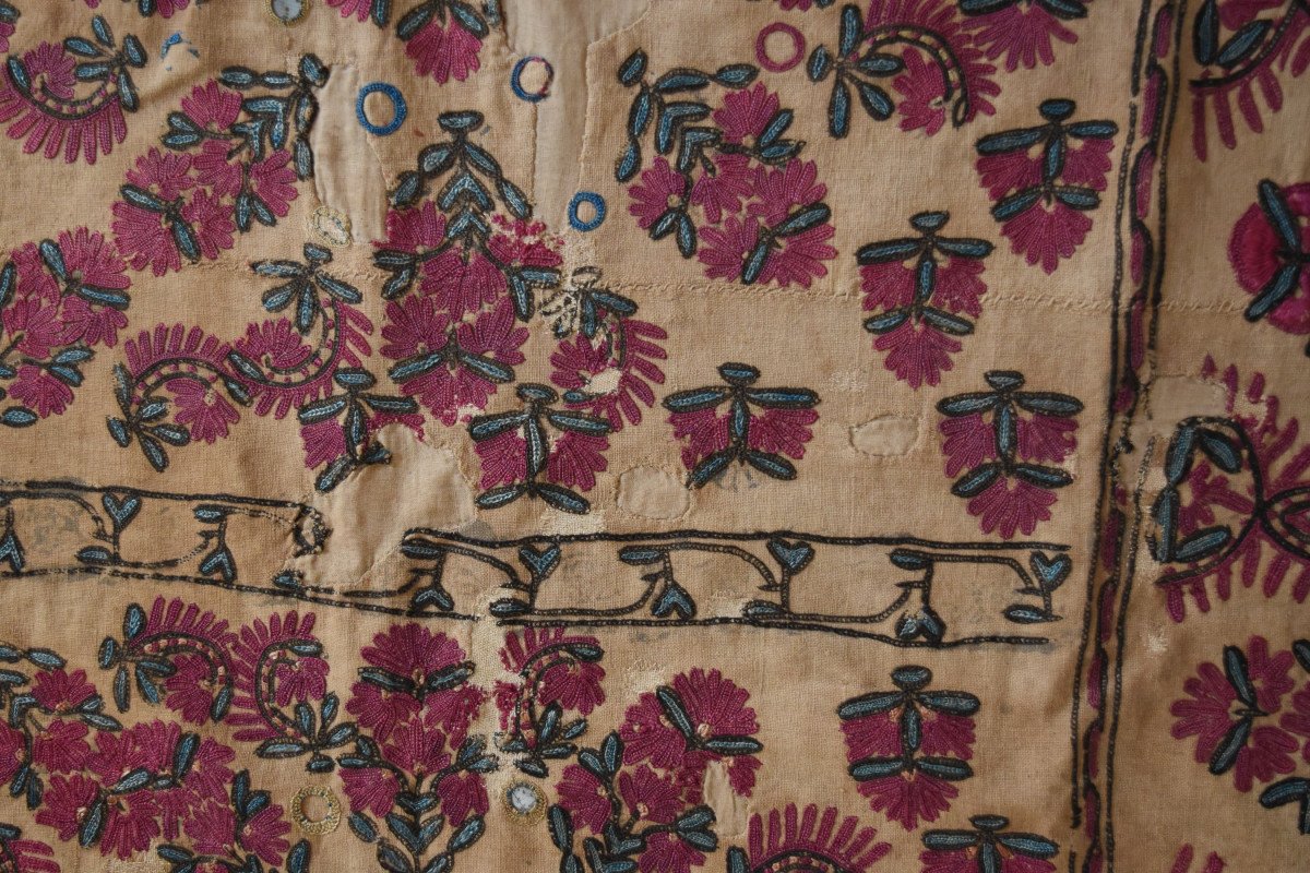 Document: Old Afghan Silk Embroidery Hanging Afghanistan Or India Gujarat-photo-4