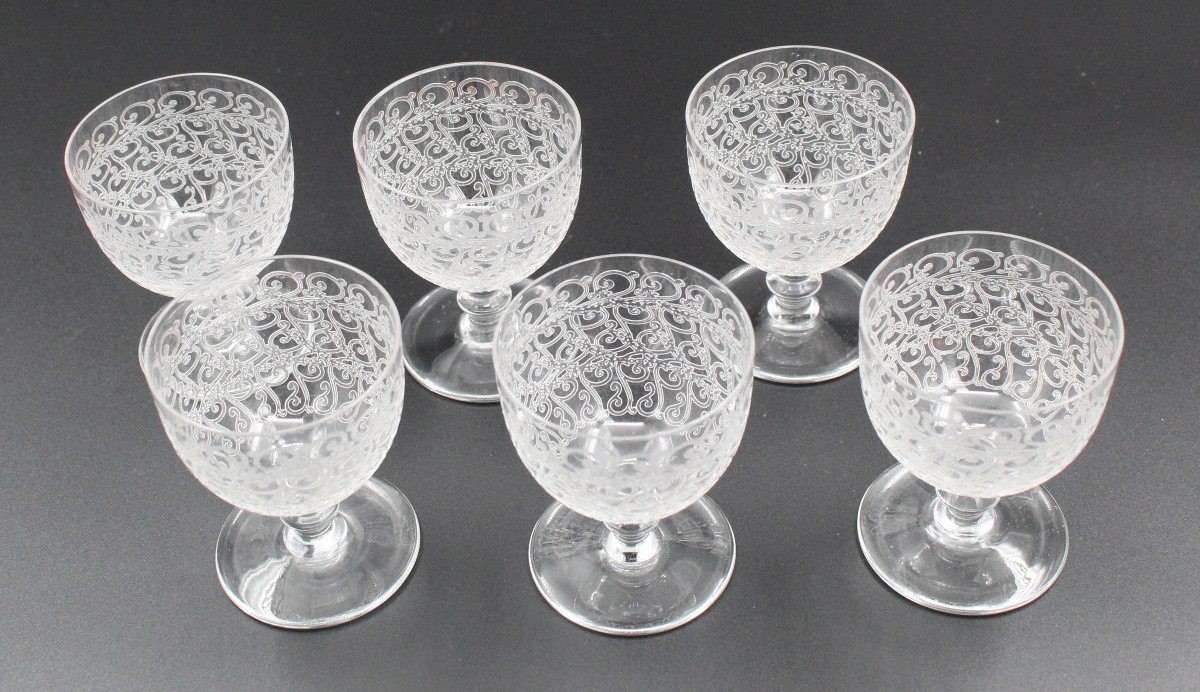 6 Verres En Cristal De Baccarat Modele Rohan H = 7.5 Cm-photo-2