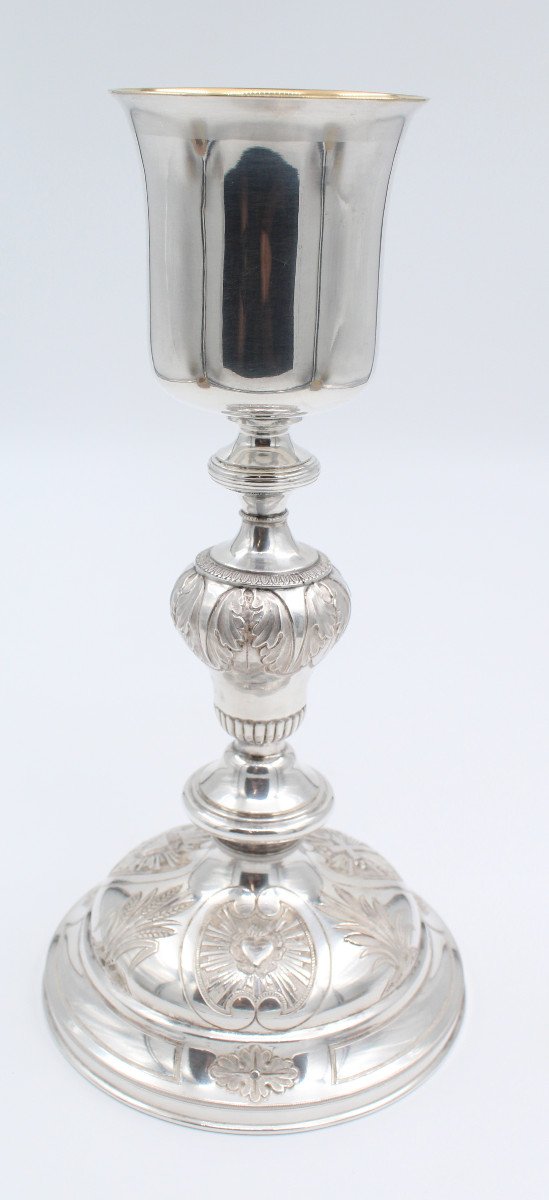 Chalice In Solid Silver And Vermeil 19th Century With Its Case-photo-1