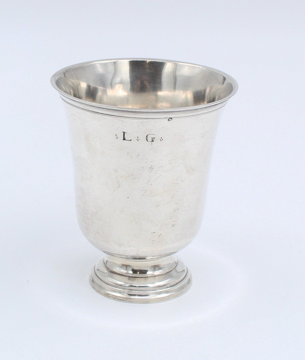 Large Solid Silver Cup On Pedestal, 18th Century