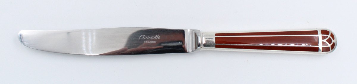 Christofle Talisman Chinese Lacquer Table Knife 24.5 Cm-photo-5