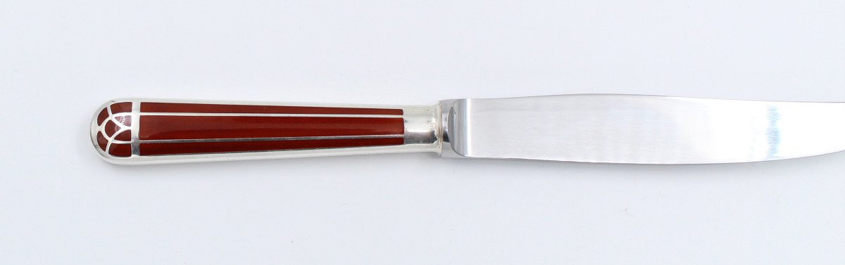 Christofle Talisman Chinese Lacquer Table Knife 24.5 Cm-photo-7