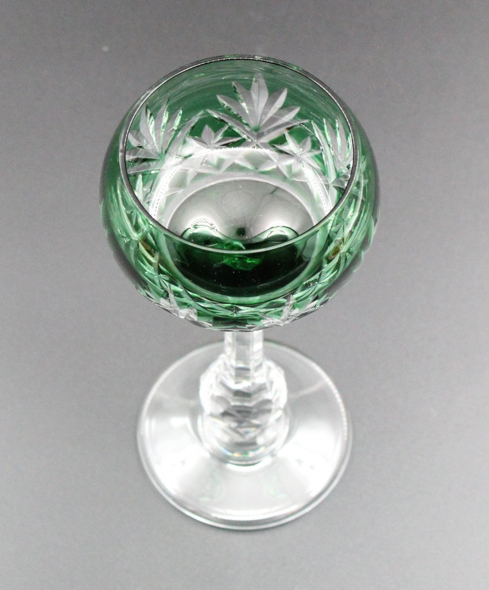 Roemer Wine Glass In Saint-louis Crystal, Massenet Model, Green Color-photo-4