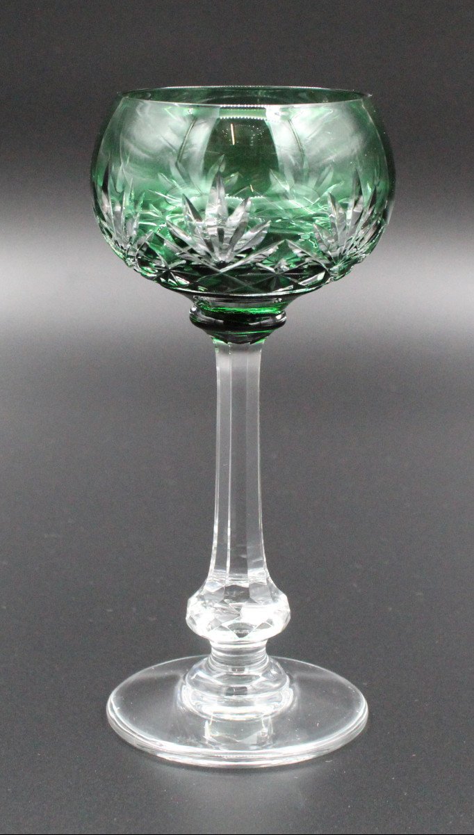 Roemer Wine Glass In Saint-louis Crystal, Massenet Model, Green Color