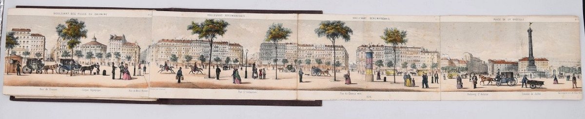 Panorama The Boulevards Of Paris Around 1855 Paul Lancel Printer Lemercier