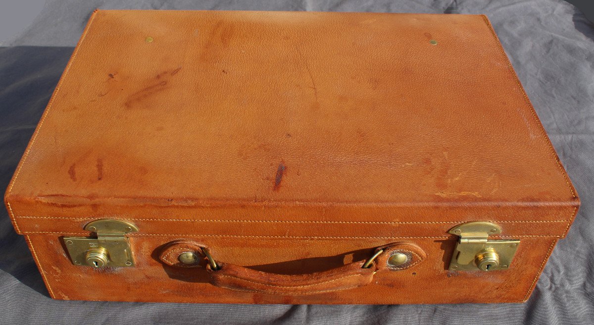 Mappin & Webb Paris Vintage Leather Travel Suitcase With Accessories 63*42 Cm