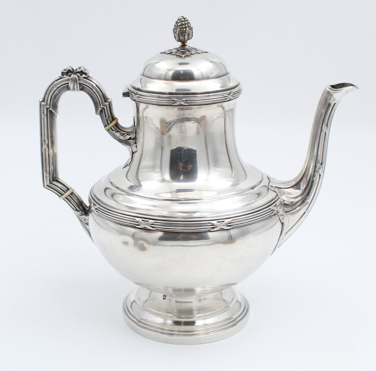 Teapot Jug Solid Silver Minerva Louis XVI Style Decor Ribbons Crosses-photo-1