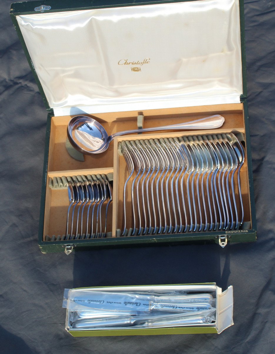 Christofle Silver Metal Cutlery Set Spatours Model 73 Pieces