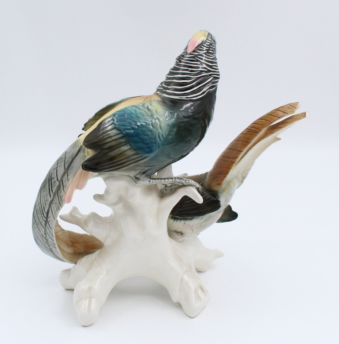 Karl Ens Porcelain Group Enameled With 2 Pheasants-photo-1