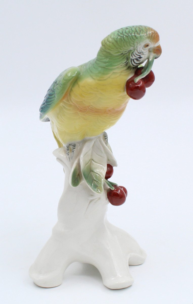 Karl Ens Porcelain Bird Enameled Saxe Parakeet H = 25 Cm-photo-2