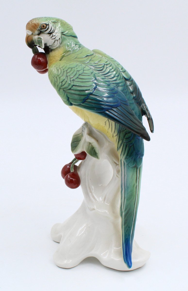 Karl Ens Porcelain Bird Enameled Saxe Parakeet H = 25 Cm-photo-4