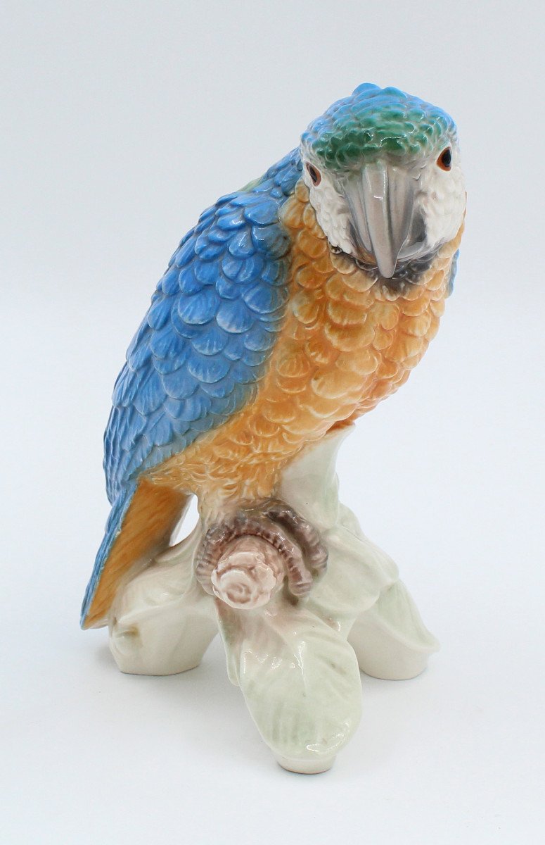 Goebel Oiseau Perroquet En Porcelaine émaillé H = 22.5 Cm