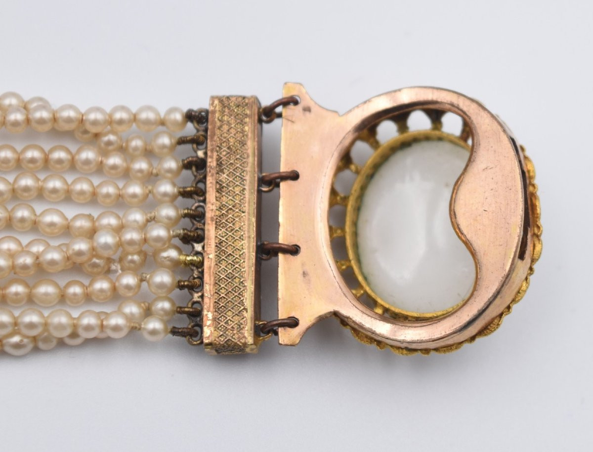 Ancien Bracelet Camée Pomponne Et Perles XIX ème Siècle Napoléon III-photo-4