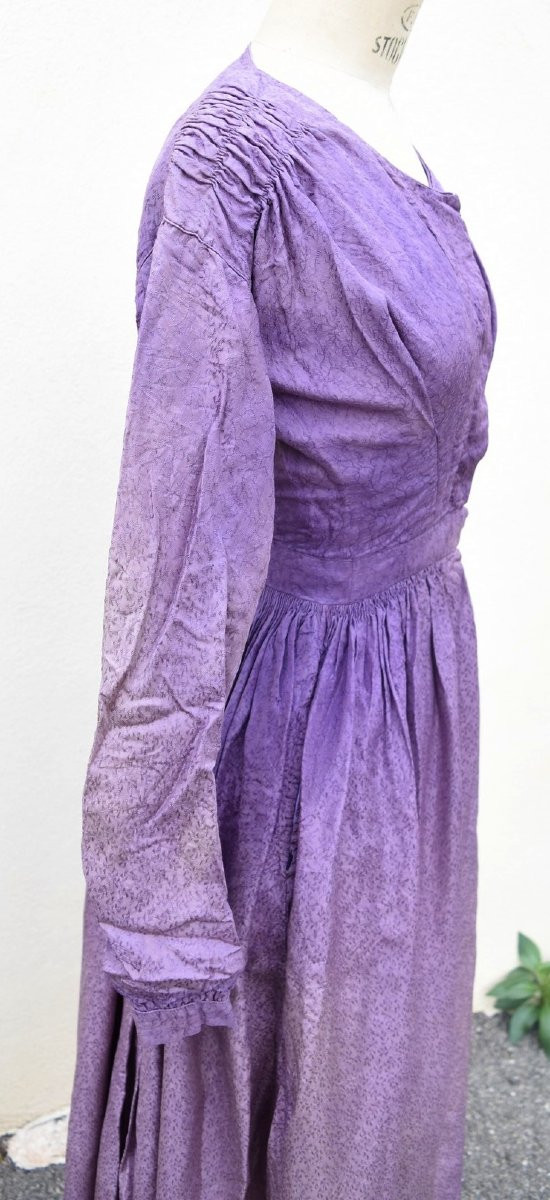 Antique Silk Dress France Provence Vaucluse Circa 1860-photo-3