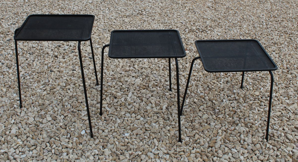 3 Soumba Nesting Tables By Mathieu Matégot Circa 1953-photo-4