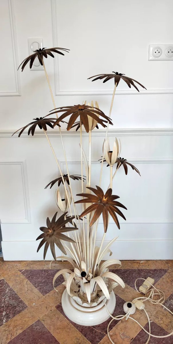 5-light Flower Bouquet Floor Lamp By Hans Kogl, Maison Jansen, Hollywood Regency-photo-1