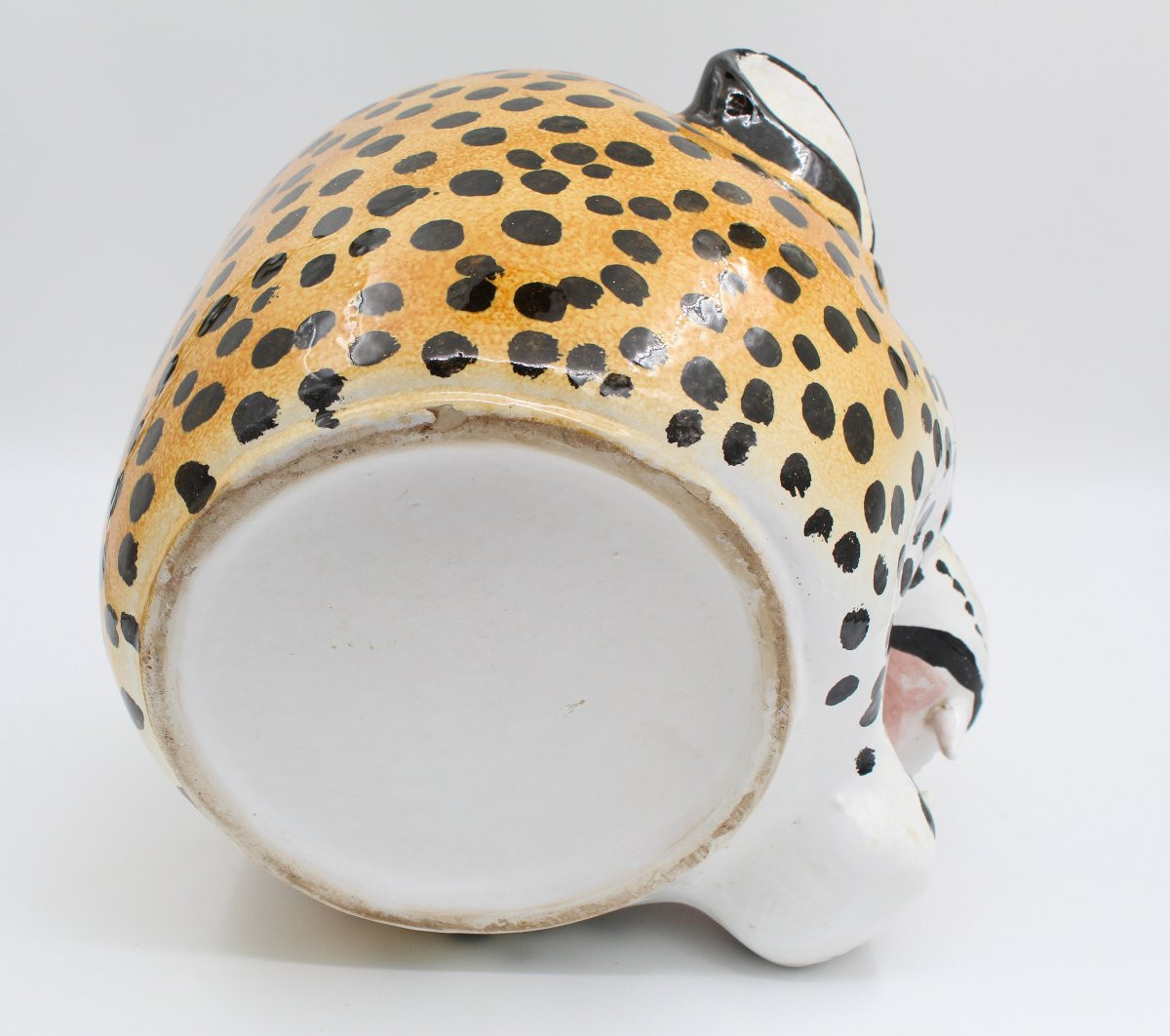 Large Italian Ceramic Leopard Planter-photo-3