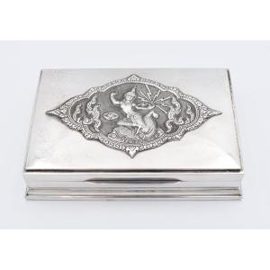 Boite Coffret En Argent Massif Asie Du Sud Est / Inde Asian Silver Pot Bowl *