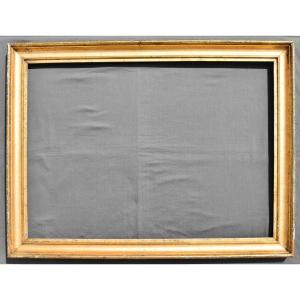 Large Rectangular Frame In Wood And Golden Stucco 19 Eme Frame 85*64 Cm / 2