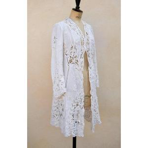 Antique Summer Coat In Linen With Lace Appliques By Luxeuil 1900-1910