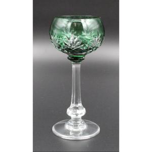 Roemer Wine Glass In Saint-louis Crystal, Massenet Model, Green Color