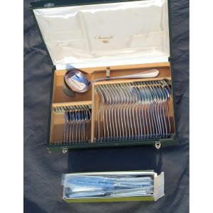 Christofle Silver Metal Cutlery Set Spatours Model 73 Pieces