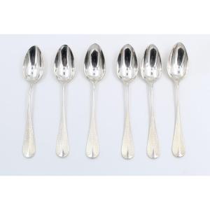 6 Sterling Silver Spoons Minerva Hallmark With Orf Puiforcat Medallion