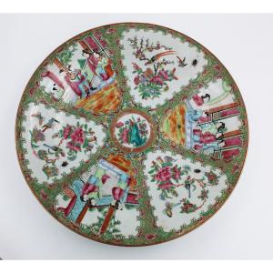 Chine Grand Plat En Porcelaine De Canton 34 Cm 