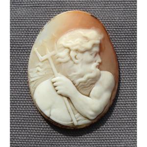 Cameo On Shell With Poseidon Signature And His Trident