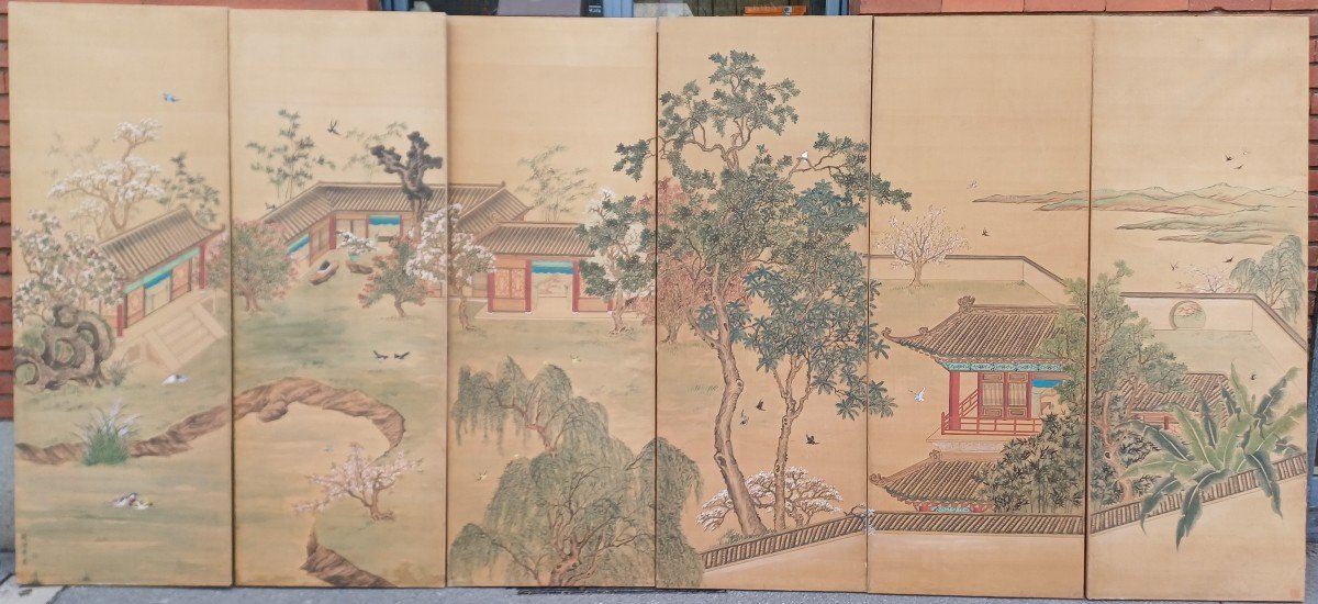 6 Chinese Paintings On Silk And Paper