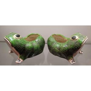 Pair Of Large Porcelain Frogs, China