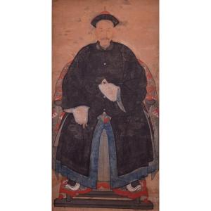 Portrait Of A Dignitary, Mixed Media On Paper, China, 19th Cent.