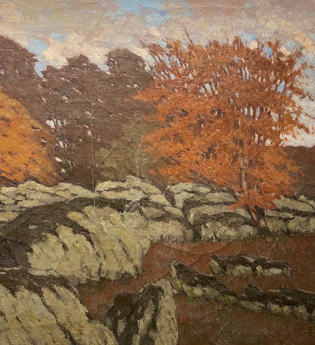 Post Impressionist School Late 19th Century Forest Of Fontainebleau Oil On Canvas-photo-2