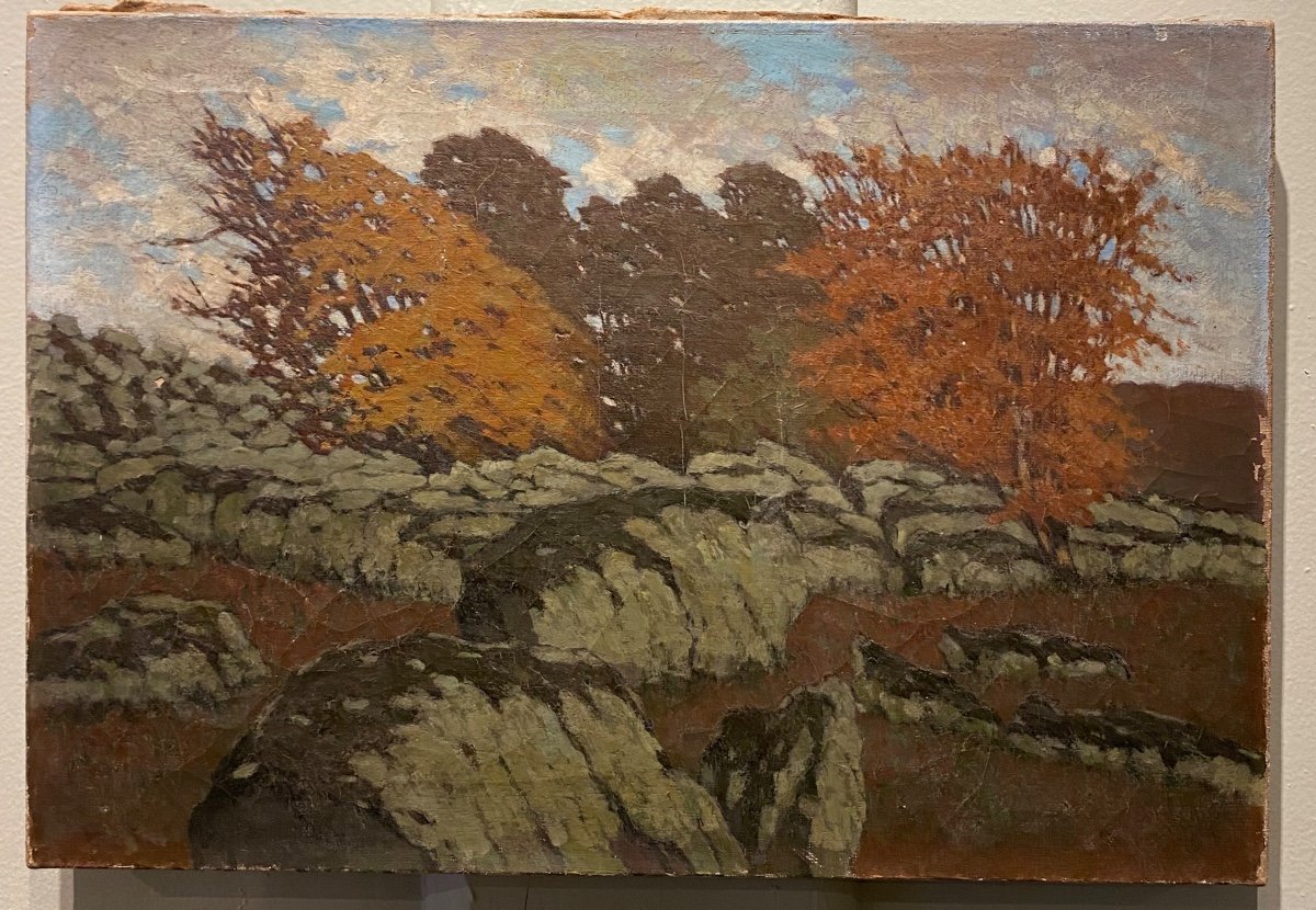 Post Impressionist School Late 19th Century Forest Of Fontainebleau Oil On Canvas