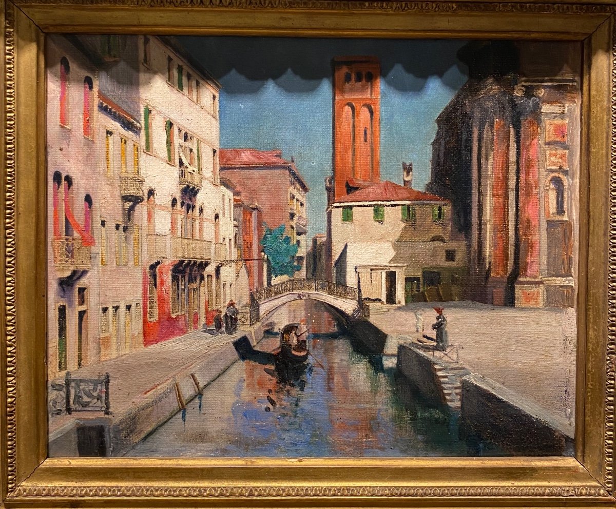 Ecole Italienne XIXe Venise Et Ses Gondoles Daté Au Dos 1889-photo-2