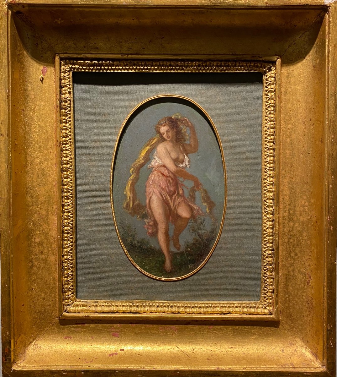 Ecole Française Néoclassique XIXe Siècle La Danse De La Nymphe  Tableau Ancien 