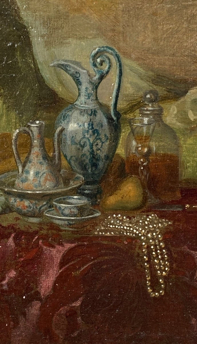 Ecole Française XIXe, Nature Morte Aux Porcelaines Chinoises, Entourage De Blaise Desgoffe -photo-2