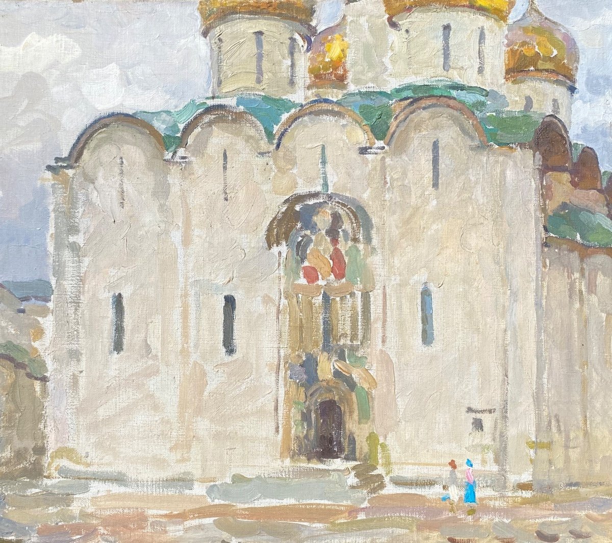 Ecole Russe vers 1930, Kremlin De Moscou, Huile Sur Toile-photo-2