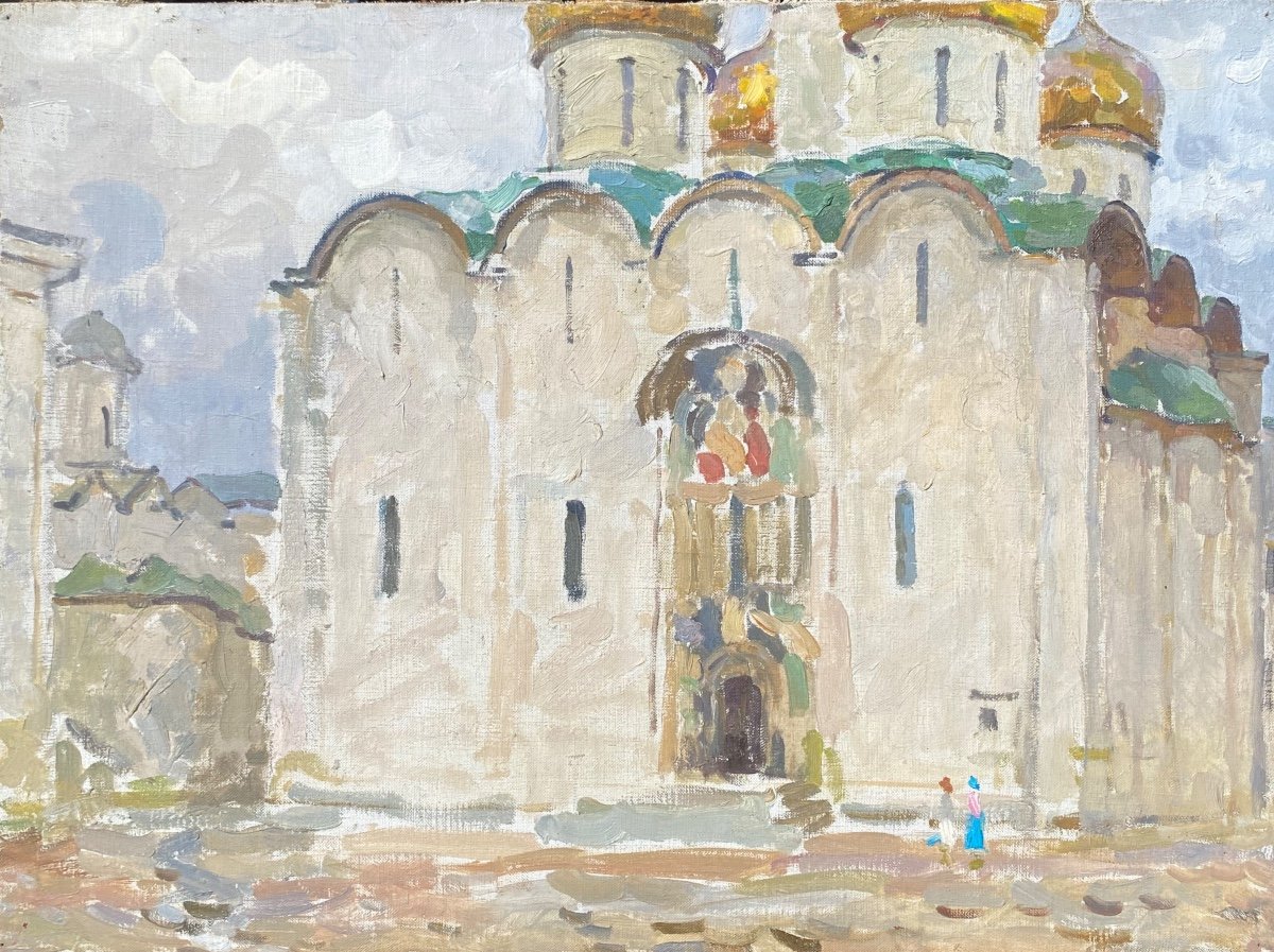 Ecole Russe vers 1930, Kremlin De Moscou, Huile Sur Toile