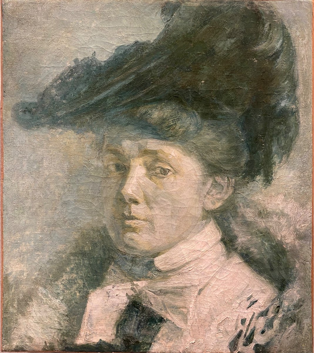 Ecole Française Fin XIXe Portrait Femme Huile Sur Toile Tableau Ancien