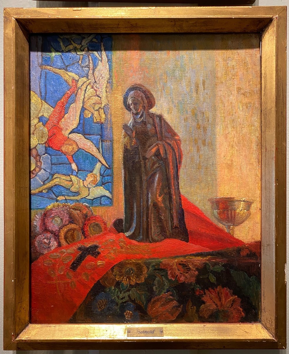 Entourage Of Emile Bernard Symbolism Post-impressionism Late 19th Century Virgin Mary Old Painting-photo-3