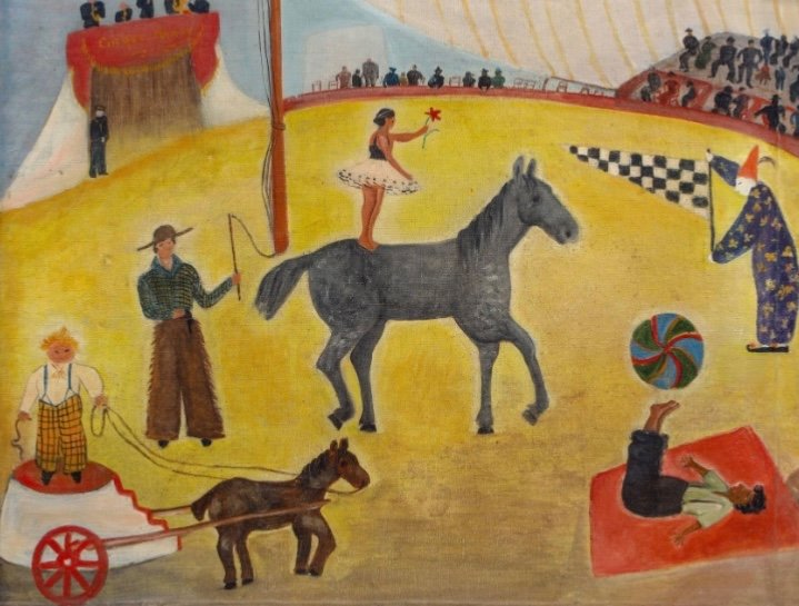 Naïve School Early 20th Century Circus Old Painting