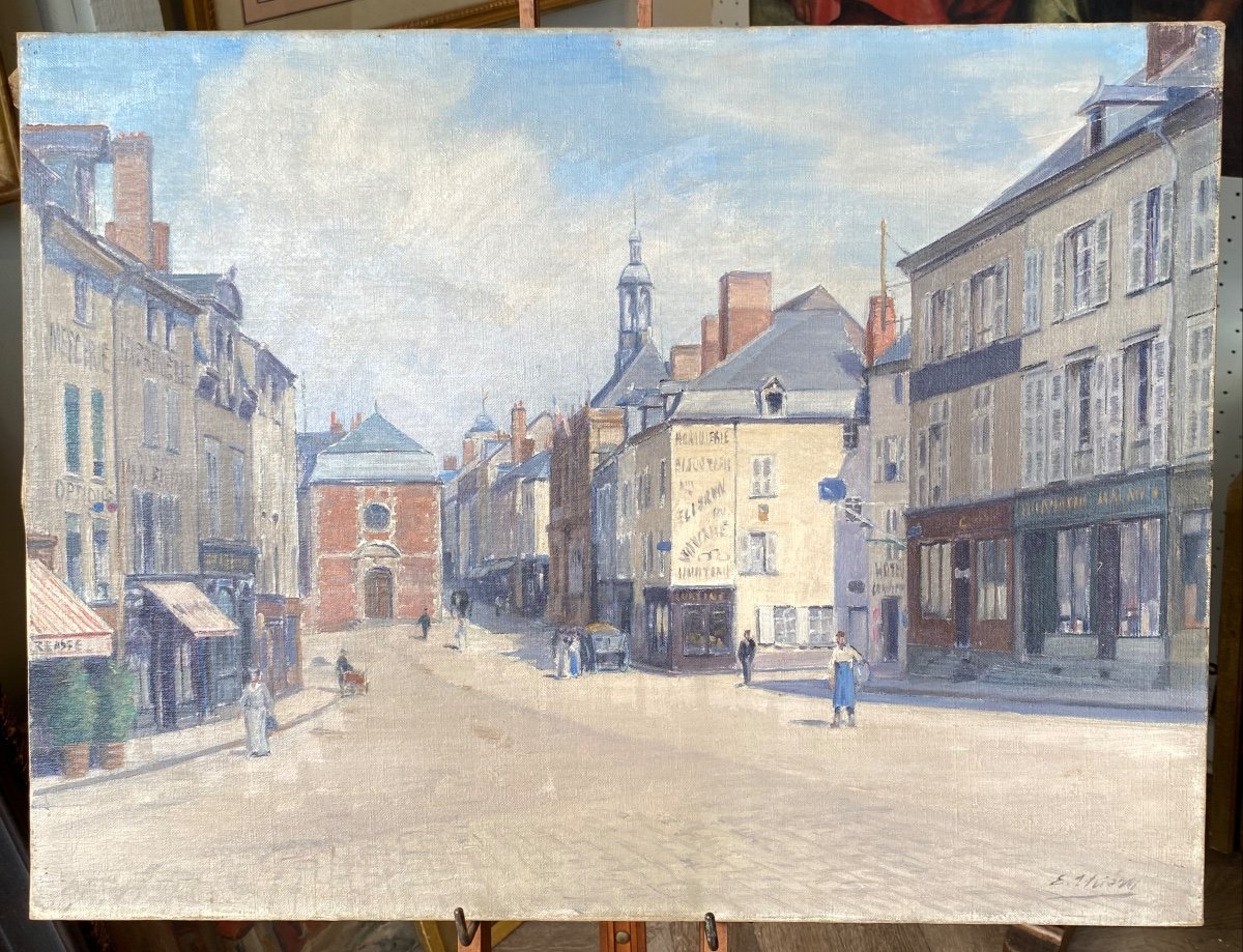 1900-1910's City Scene France Antique Painting Oil On Canvas-photo-3