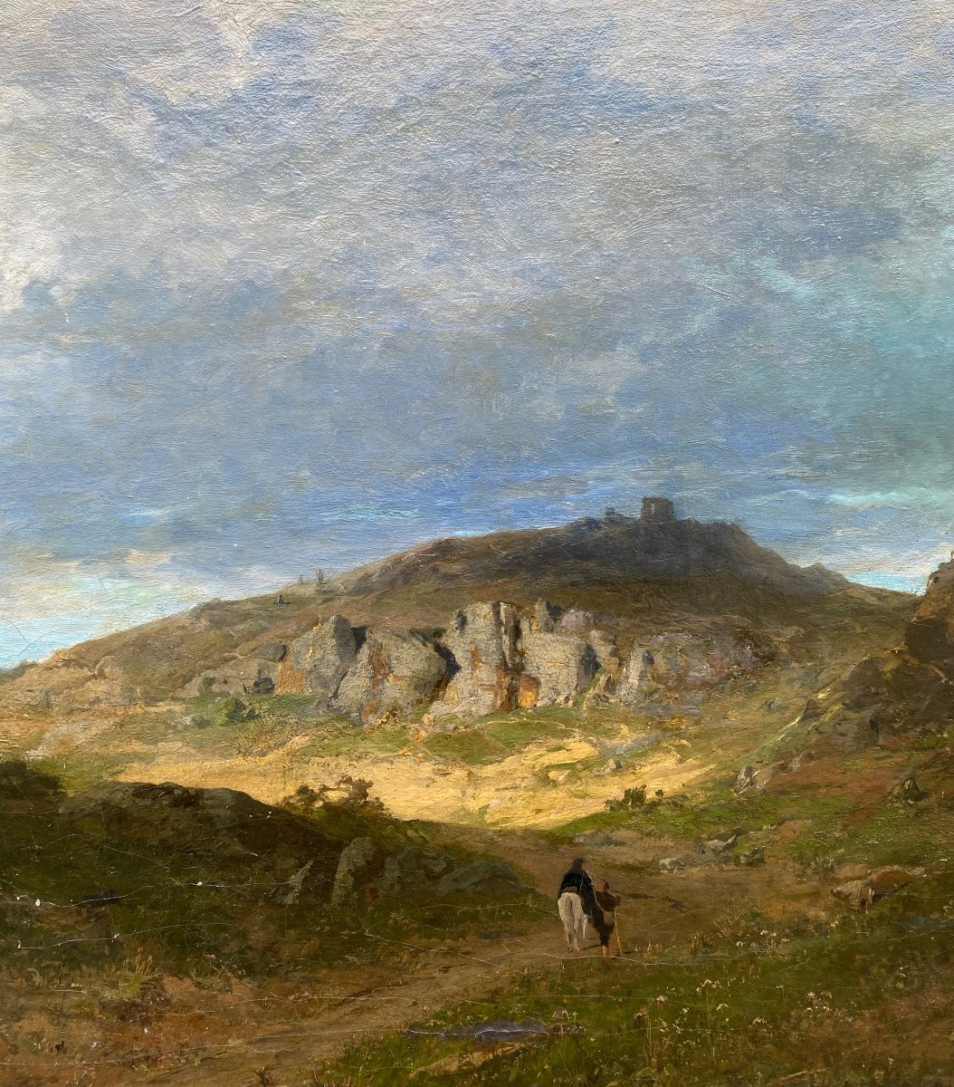 Georg Hesse (1845-1920) 19th Century Large Landscape German School Painting Romanticism Antique-photo-3