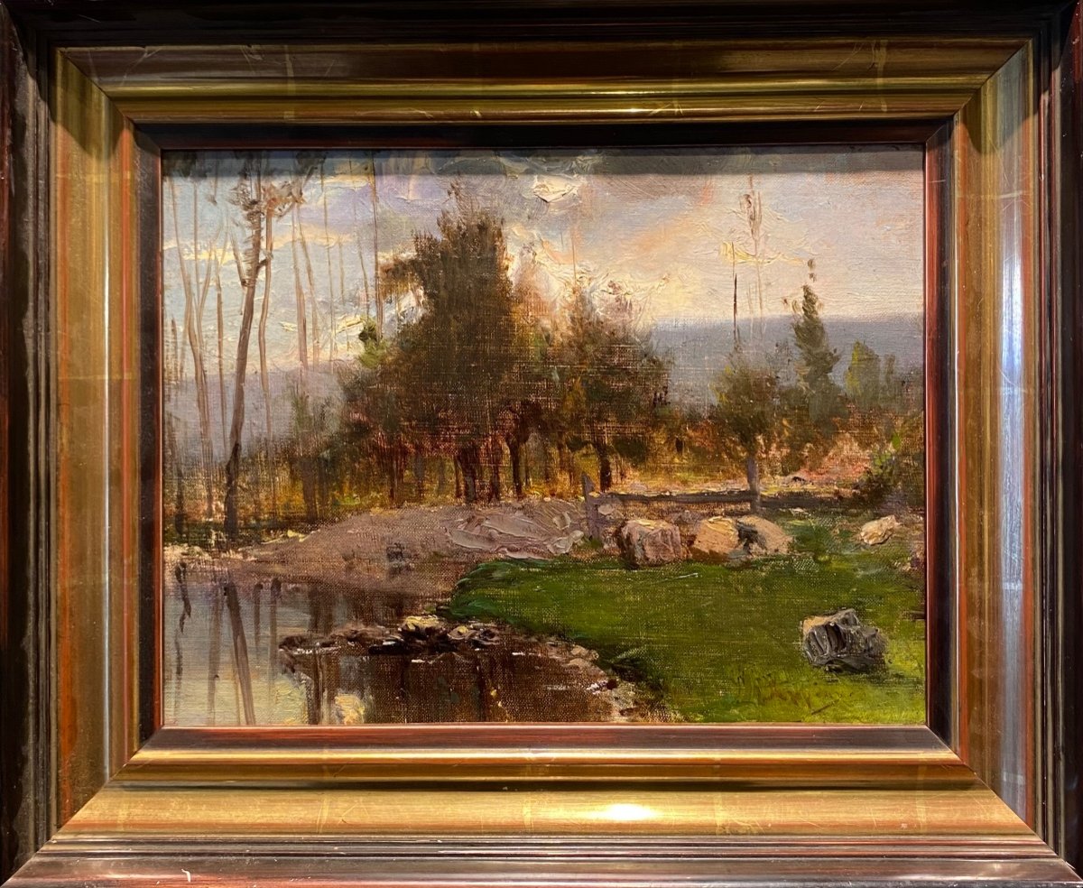 Adolphe Appian (1818-1898) Barbizon Paysage 19e Siècle Huile Sur Toile Tableau Ancien